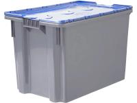 Ящик пластиковый сплошной 600x400x415 Safe PRO, серый с синей крышкой			