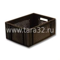 Ящик п/э дрожжевой 400х300х180 перф, сплош. дно черный