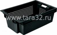 Ящик пластиковый перфорированный 600x400x200 со сплошным дном, черный