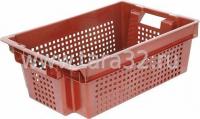 Пластиковый ящик перфорированный 600x400x200 со сплошным дном, красный