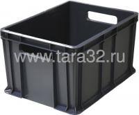 Ящик пластиковый 400х300х230 мм сплошной с ручками черный